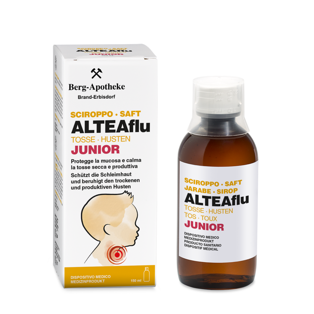 ALTEAflu HUSTEN JUNIOR – Natürlicher Saft ab 3 Jahren bei trockenem & produktivem Husten