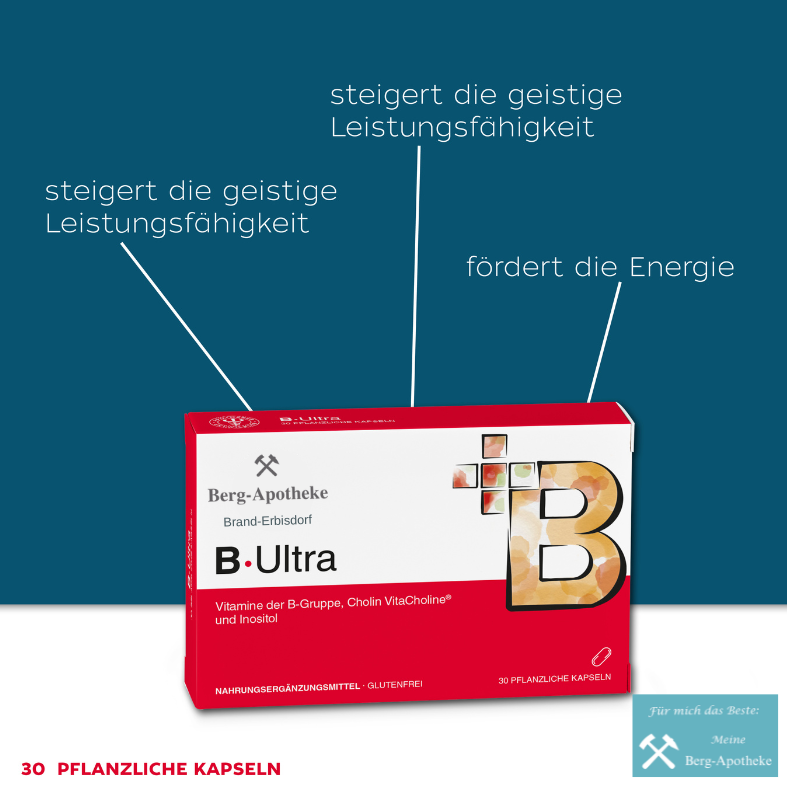 B ULTRA – Kapseln mit aktivierten B-Vitaminen, Cholin & Inositol zur Unterstützung von Nerven & Energie