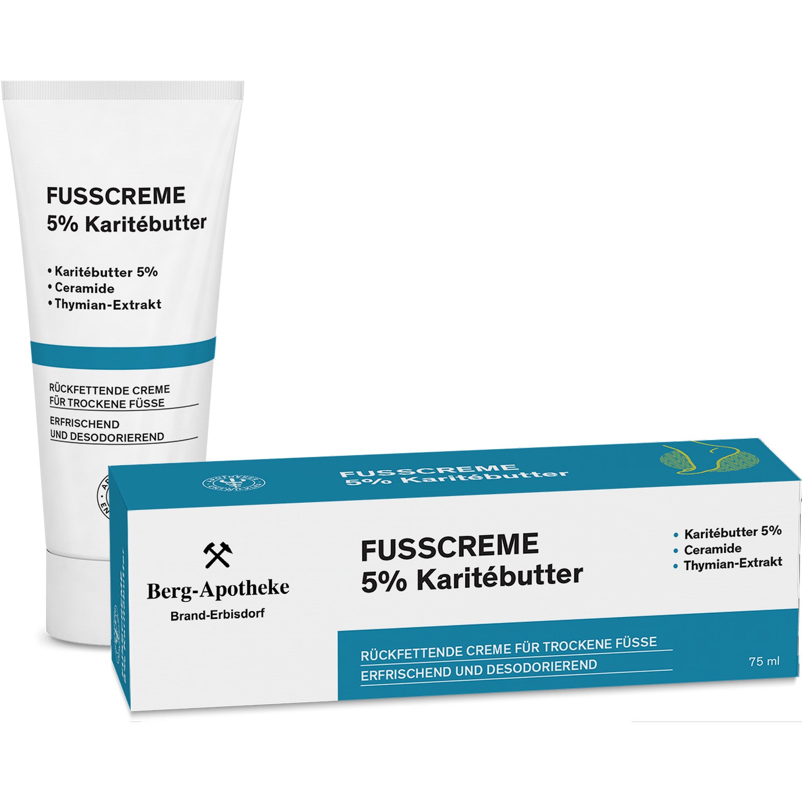 FUSSCREME 5 % KARITÉBUTTER – Fußpflege mit Ceramiden & Thymian –50ml/ 75 ml