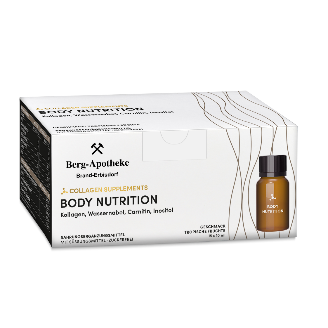 BODY NUTRITION Collagen Drink – Trinkfläschchen mit VERISOL®-Kollagen, Inositol, Carnitin & Wassernabel für straffere Haut