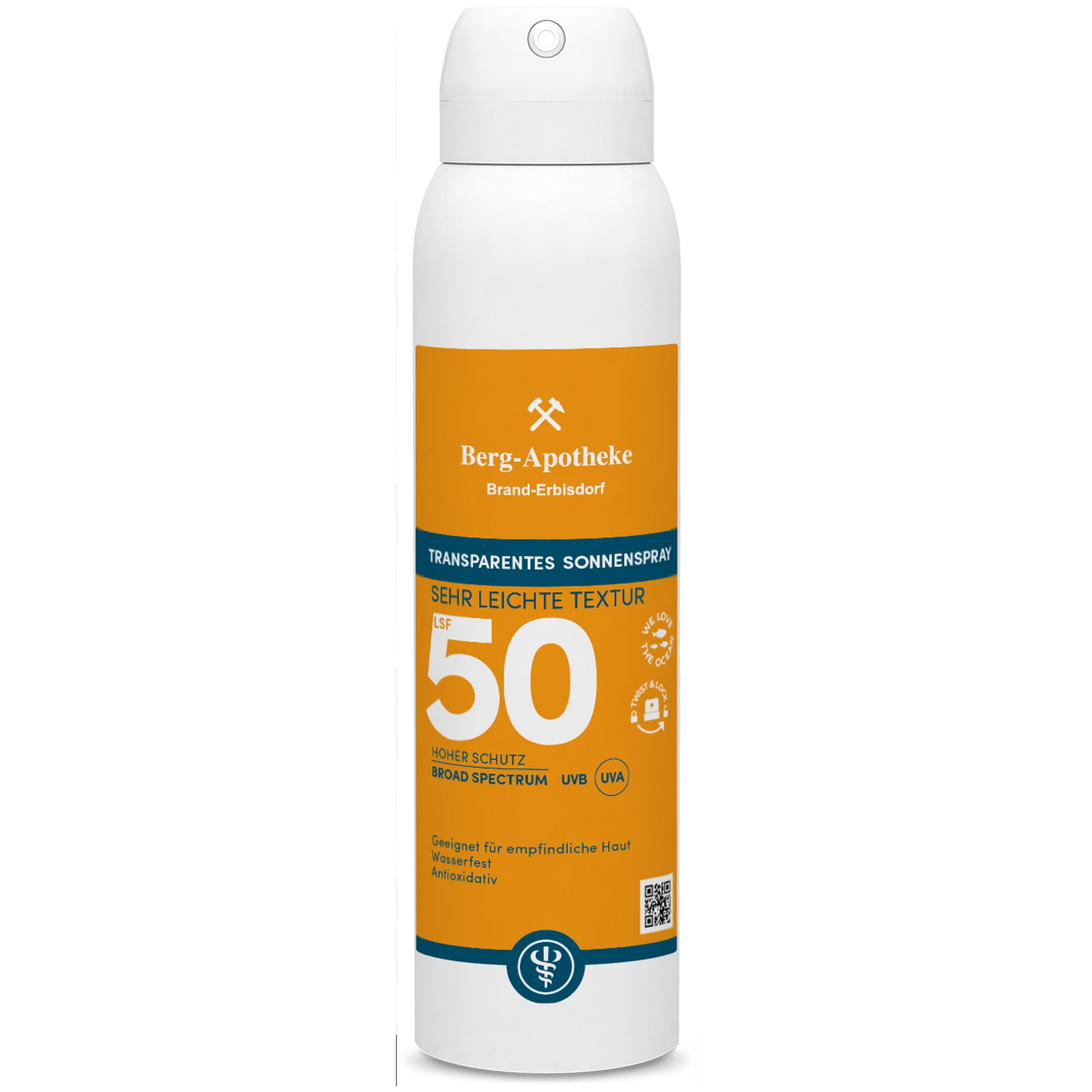 Transparentes Sonnenspray LSF 50+ – Unsichtbarer Sonnenschutz – 200 ml Spraydose mit Twist & Lock-Verschluss