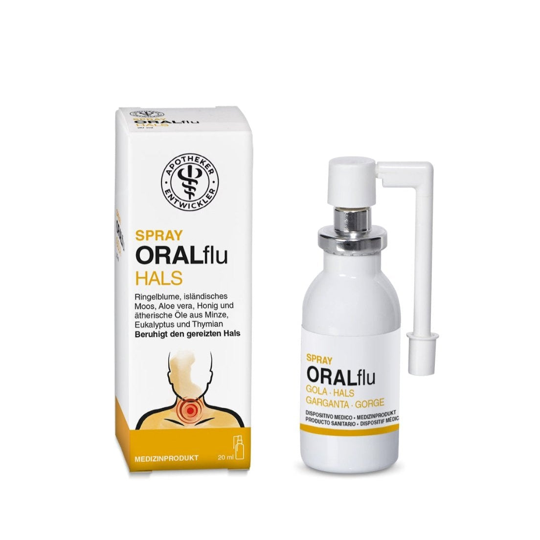 SPRAY ORALflu HALS – Mund- und Rachenspray bei Halsreizungen mit Aloe Vera & Propolis