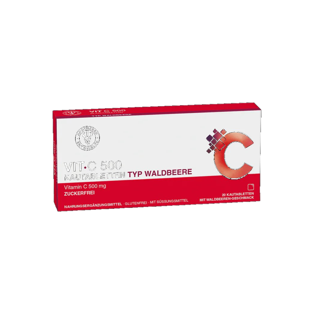 Vitamin C 500 Kautabletten – 500 mg Vitamin C zuckerfrei – 20 Kautabletten